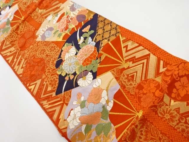 JAPANESE KIMONO / VINTAGE FUKURO OBI / WOVEN FLOWER